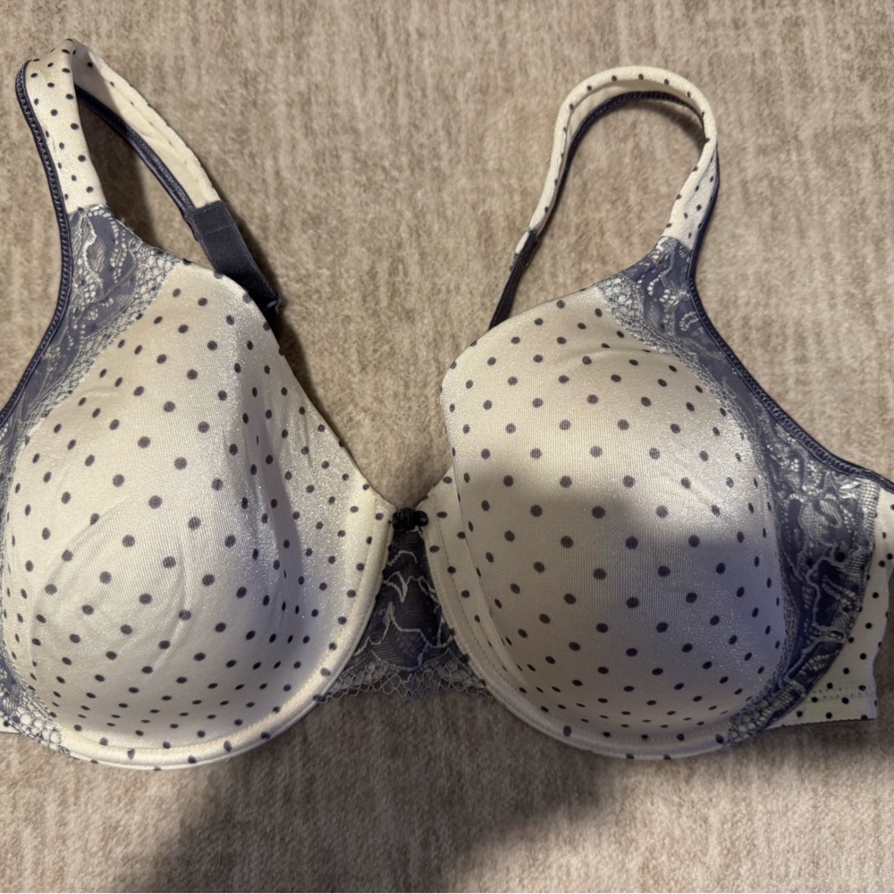 Bali Gray and White Polka Dot Bra